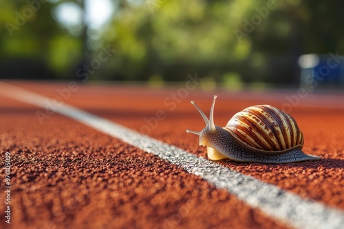 Snail finishes race on track photo