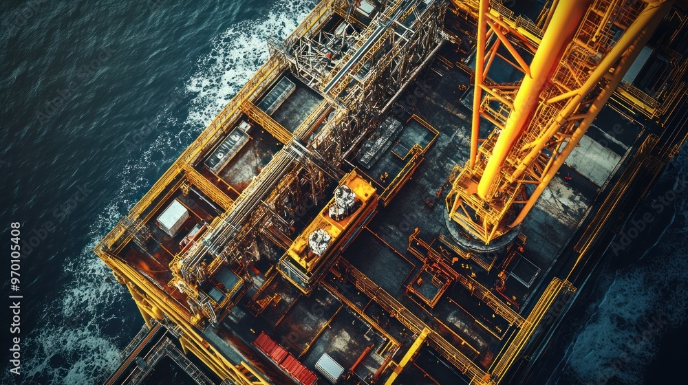 Aerial View of an Offshore Oil Rig Platform Aerial View of an Offshore Oil Rig Platform