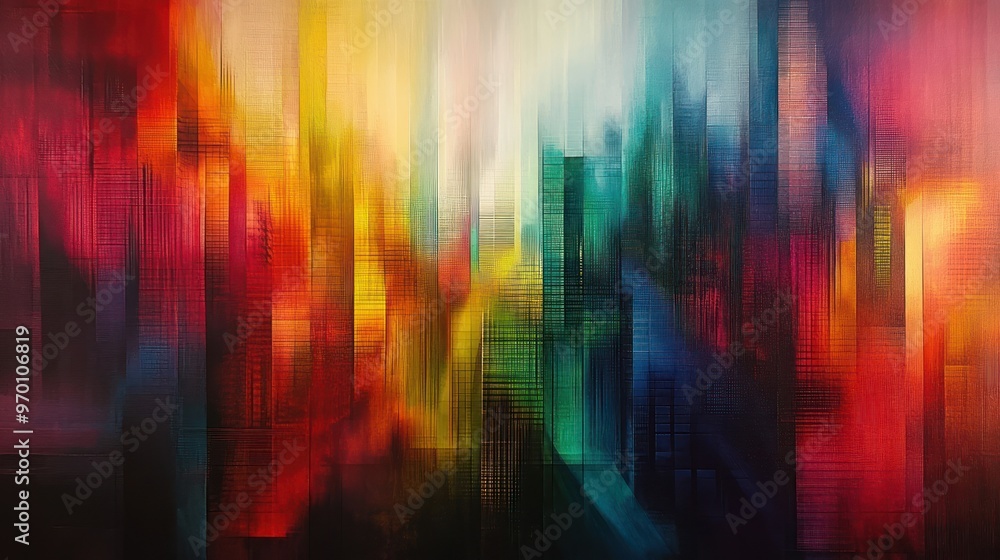 Abstract Cityscape with Vibrant Colors and Grids Abstract Cityscape with Vibrant Colors and Grids