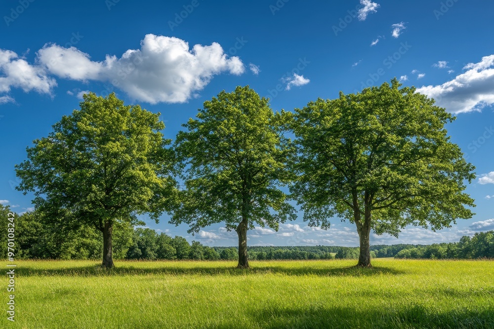 Fototapeta premium Summer trees in panorama