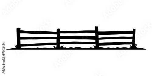 Fence icon. Fencing. Black silhouette. Horizontal front view. Vector simple flat graphic illustration. Isolated object on white background. Isolate.