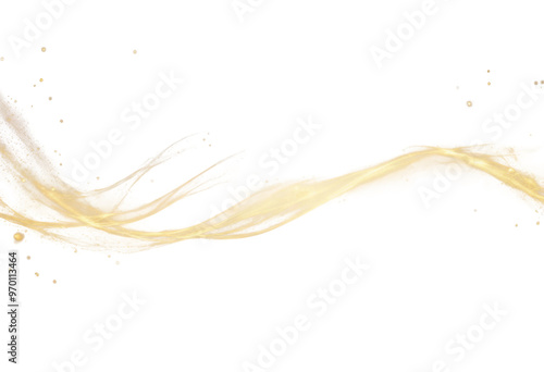Luminous gold wavy line light line golden wave lights Golden stars dust trail sparkling particles isolated on transparent background