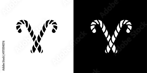 Candy Cane icon Isolated flat vector in outline
