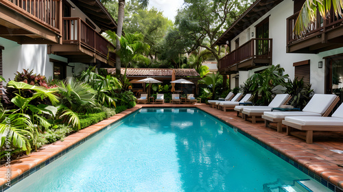 Wallpaper Mural Tropical Poolside Relaxation With Lounge Chairs Torontodigital.ca