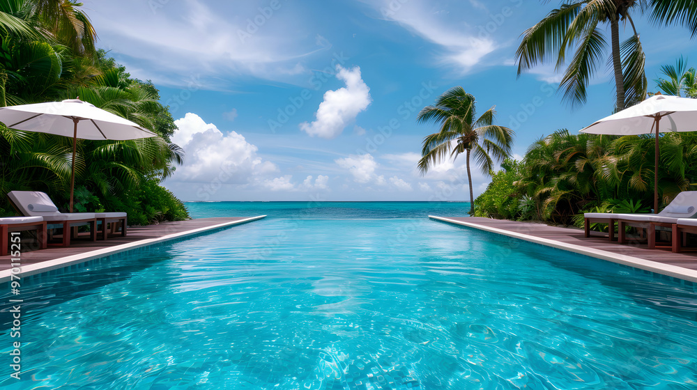Tropical Poolside Relaxation With Lounge Chairs Tropical Poolside Relaxation With Lounge Chairs