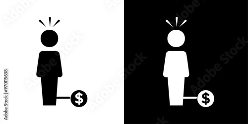 Man with debt icon Isolated flat vector in outline