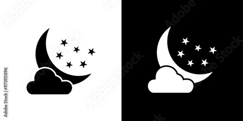 Night icon Isolated flat vector in outline