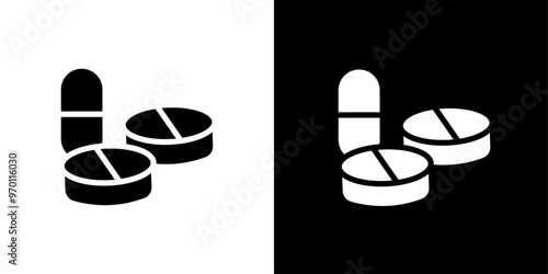 Painkiller pills icon Isolated flat vector in outline