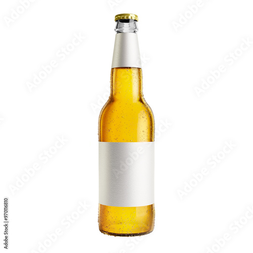 Glass bottle of beer on white background