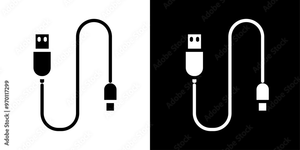 USB cable icon Isolated flat vector in outline USB cable icon Isolated flat vector in outline