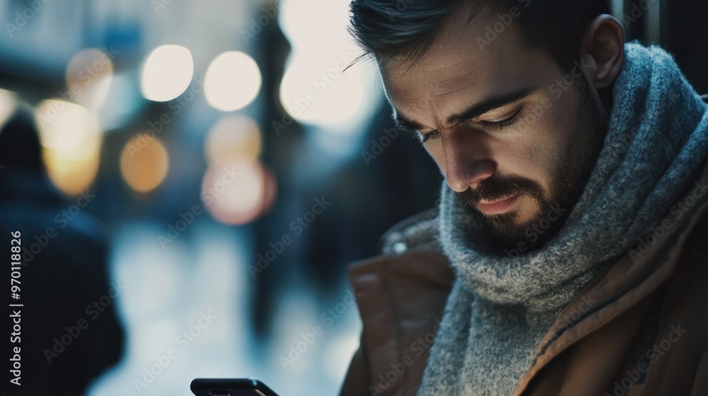 Man Using Phone in City Man Using Phone in City