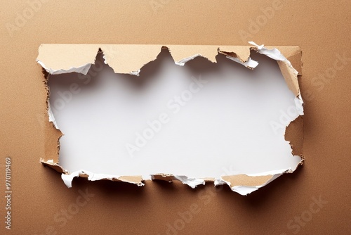 A mockup with a torn texture background and a ripped paper hole