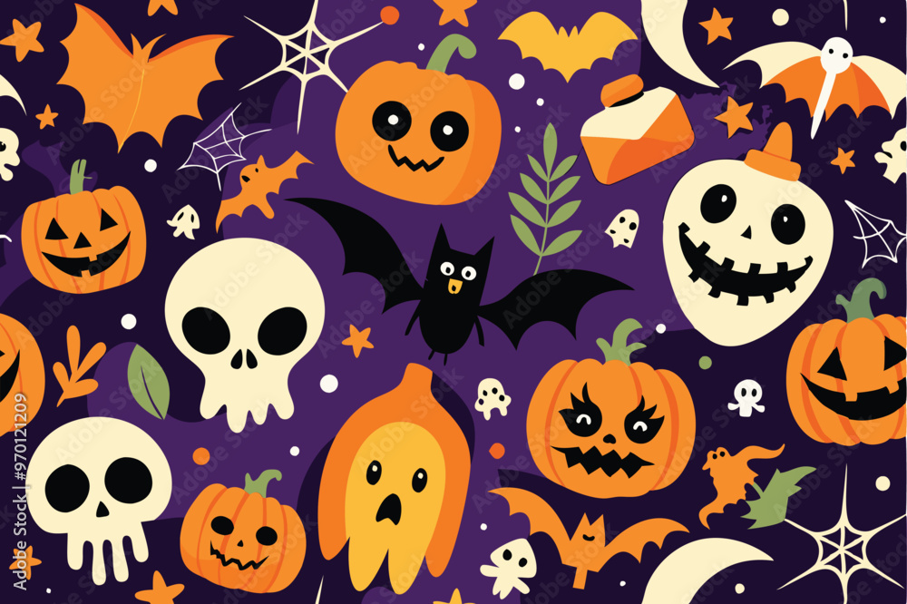 Halloween Pattern Background vector illustration . Halloween Pattern Background vector illustration .