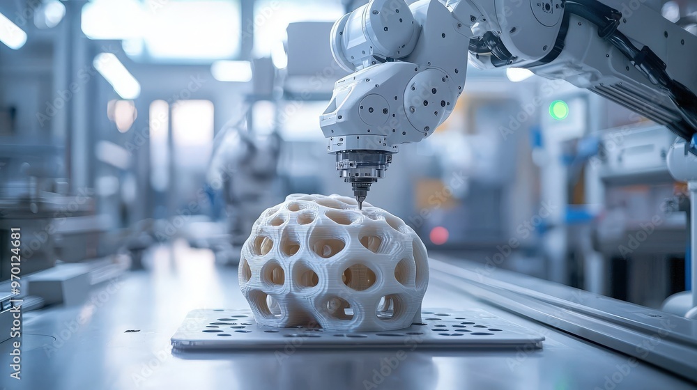 Quality Control Robot Example Robot performing a quality control scan on a 3D-printed object ...