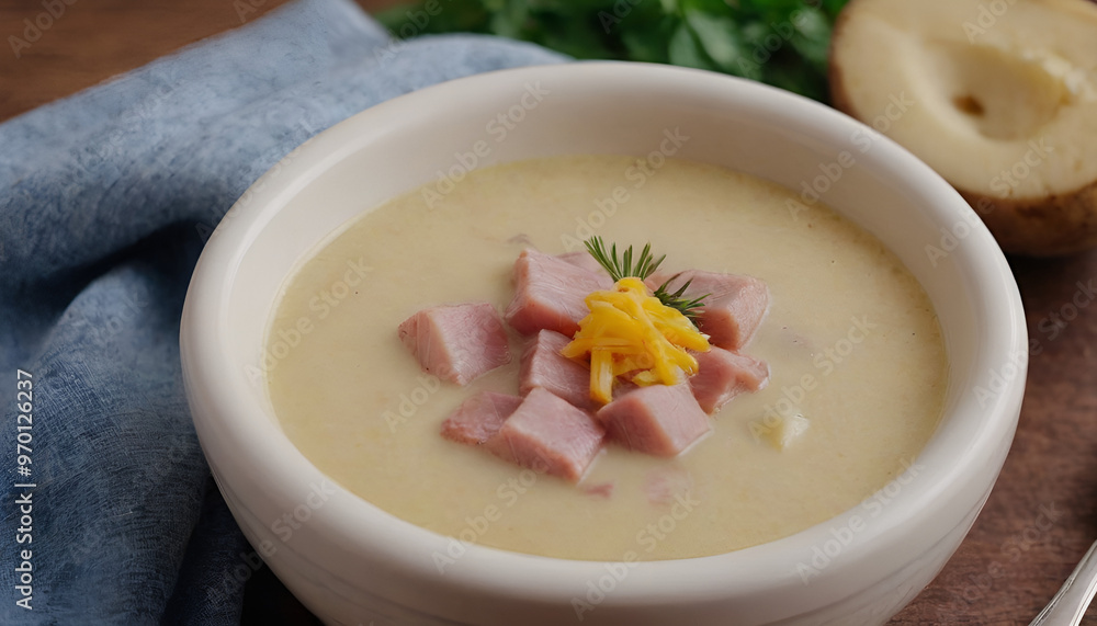 bowl of ham and potato soup bowl of ham and potato soup