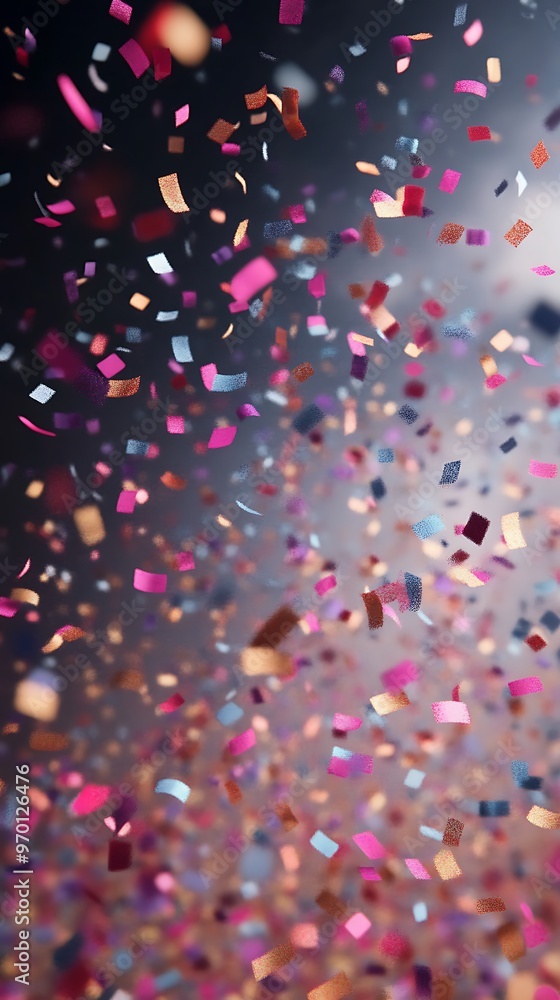 Colorful confetti falling from the sky at a party or celebration Colorful confetti falling from the sky at a party or celebration