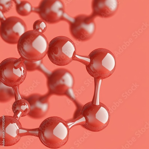 Red wine tannin structure, complex molecular form, 3D illustration