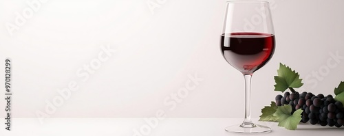 Red wine tannin test in glass, white background, 3D illustration photo