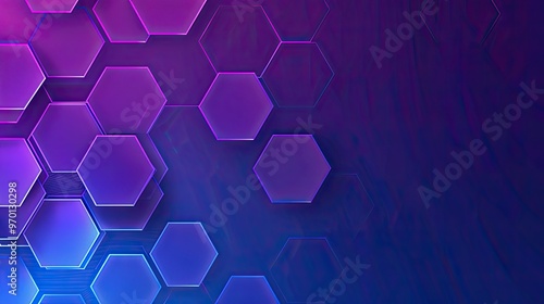 A vibrant abstract background featuring hexagonal shapes in shades of purple and blue, suitable for digital design projects.