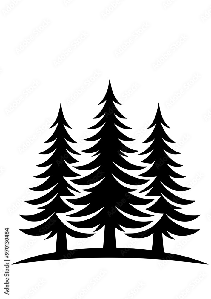 Fototapeta premium Pine Tree SVG, Forest Tree SVG, Mountain Forest SVG, Plant SVG, Sunset SVG, Nature SVG, Leaves SVG, Pine Tree Silhouette, Forest belt SVG, Tree Design, Cut file for Cricut SVG, JPG, PNG