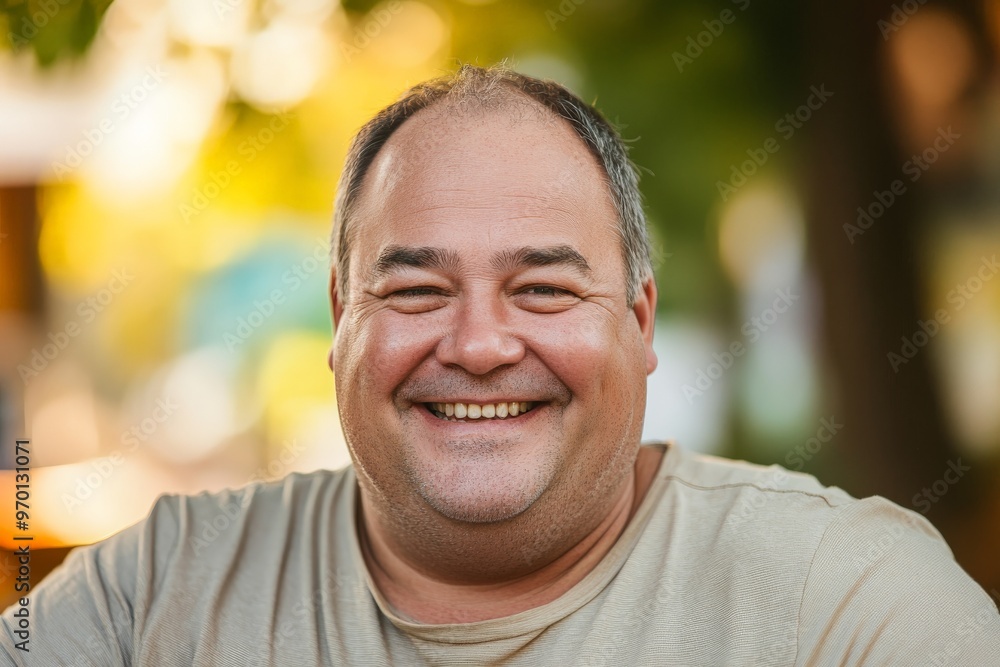 An amiable middle-aged man is seen smiling and posing casually outdoors, with a soft blur in the background, capturing his friendly and approachable demeanor. An amiable middle-aged man is seen smiling and posing casually outdoors, with a soft blur in the background, capturing his friendly and approachable demeanor.