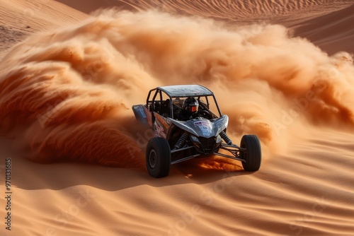 Red desert dune buggies in Dubai
