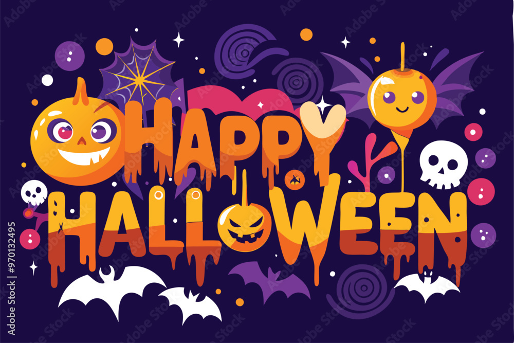 Fototapeta premium HAPPY Halloween background with pumpkin 