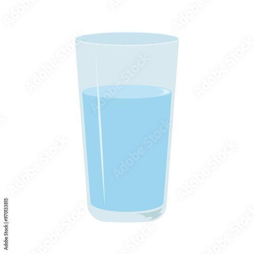 Cartoon glass of water isolated on white background
