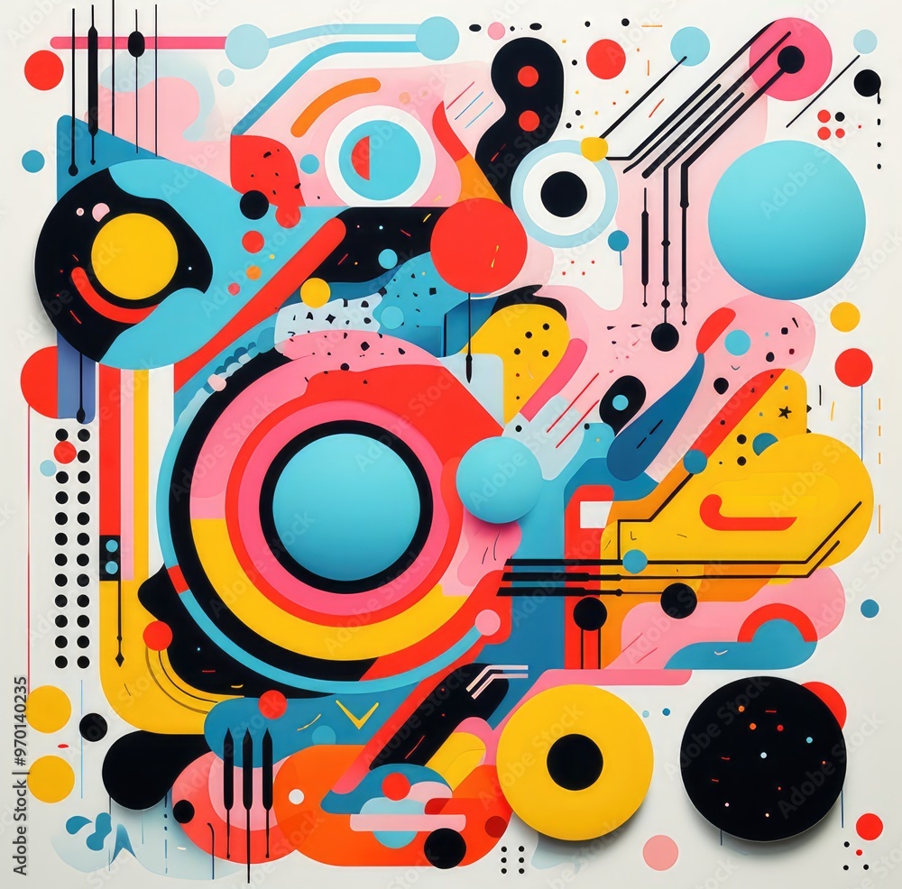 A vibrant abstract composition featuring geometric shapes, bold colors, and dynamic patterns, evoking creativity and modern design. A vibrant abstract composition featuring geometric shapes, bold colors, and dynamic patterns, evoking creativity and modern design.