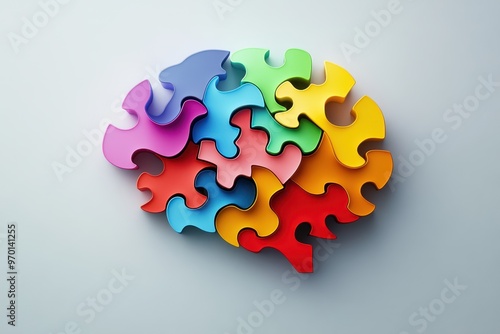 The idea of rational and irrational thinking represented by abstract brain shapes in vivid colors Unique thinking Innovative business idea