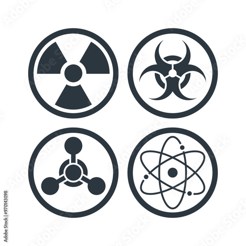 CBRN symbols in flat style, vector