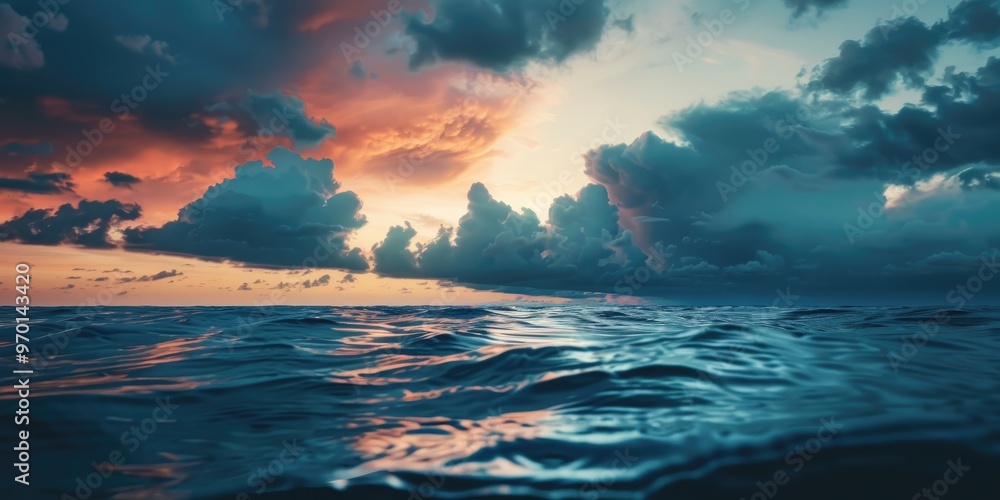 Obraz premium Vast expanse of water beneath a cloudy sky