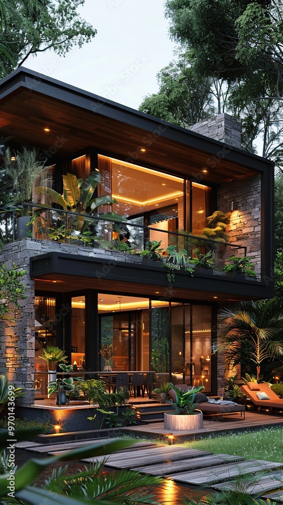 Modern House Design in a Lush Forest Modern House Design in a Lush Forest