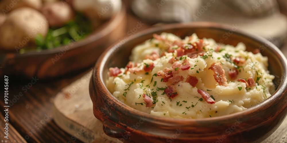 Creamy Mashed Potatoes with Butter and Bacon Bits Creamy Mashed Potatoes with Butter and Bacon Bits