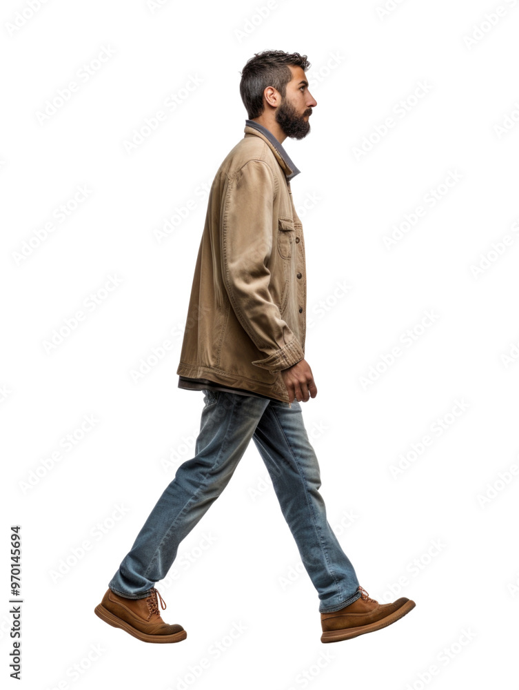 Naklejka premium a man walking in transparent background