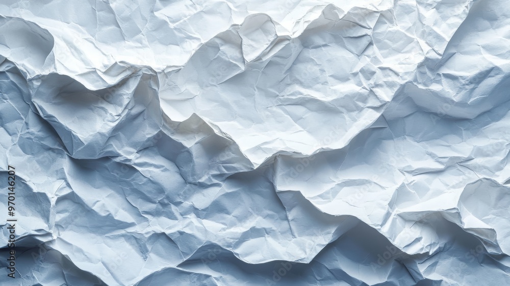 Fototapeta premium Crumpled white paper texture background with light and shadows