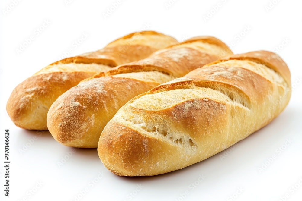 Vietnamese banh mi bread on white background Crispy mini baguette Vietnamese banh mi bread on white background Crispy mini baguette