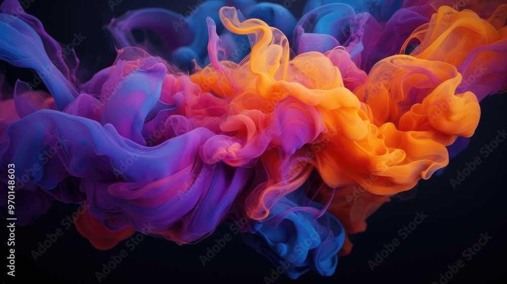 Obraz premium A vibrant abstract composition of swirling colors, showcasing fluid dynamics and artistic expression.