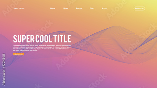 Landing page abstract design. Template for website or app. Colorful abstract minimal wave