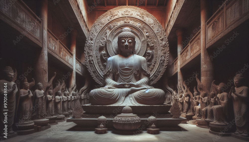 Fototapeta premium Buddha in a temple, large statue.