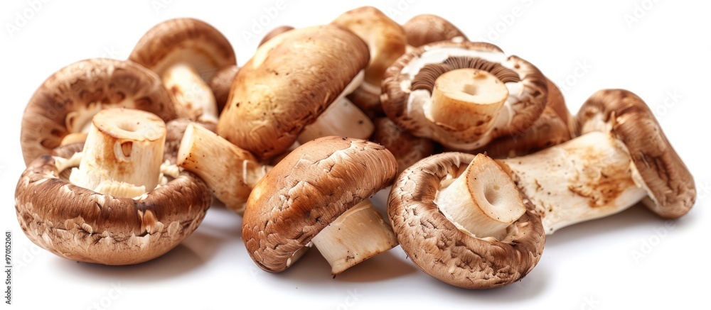 Fresh Shiitake Mushrooms For Making Meals To Add More Nutritious Isolated On White Background Fresh Shiitake Mushrooms For Making Meals To Add More Nutritious Isolated On White Background