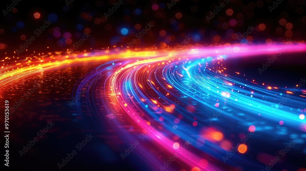 A vibrant abstract design featuring colorful light trails and bokeh effects, creating a dynamic and energetic visual atmosphere. A vibrant abstract design featuring colorful light trails and bokeh effects, creating a dynamic and energetic visual atmosphere.