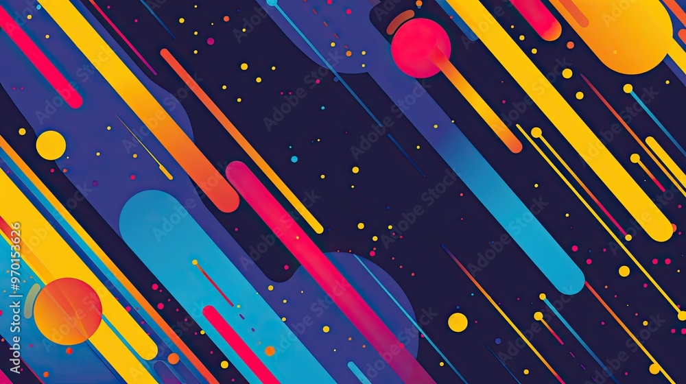 A vibrant abstract design featuring colorful lines and circles on a dark background, ideal for modern graphics and digital art. A vibrant abstract design featuring colorful lines and circles on a dark background, ideal for modern graphics and digital art.