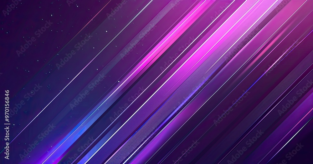 A vibrant abstract design featuring diagonal lines in shades of purple and blue, creating a dynamic and modern visual effect.