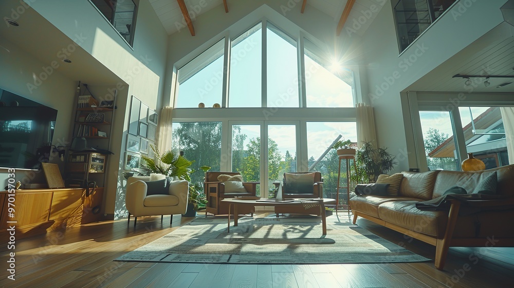Sunlight Streaming into a Modern Living Room Sunlight Streaming into a Modern Living Room