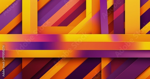 Wallpaper Mural A vibrant abstract design featuring diagonal stripes in purple, orange, and yellow, creating a dynamic visual effect. Torontodigital.ca