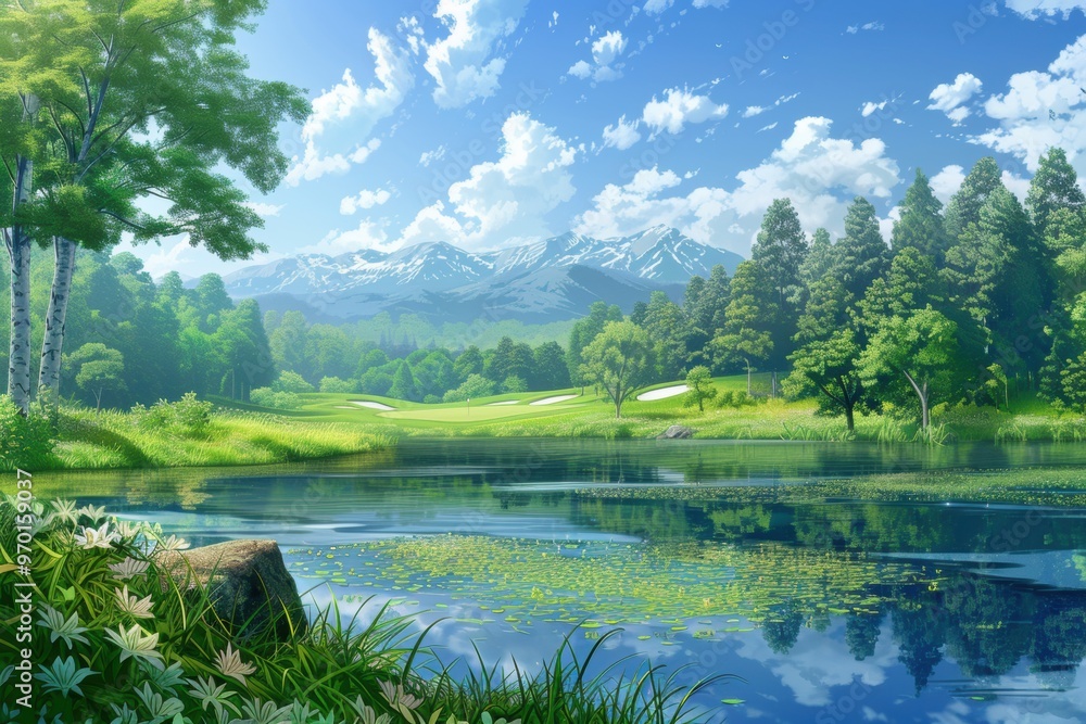 Fototapeta premium Green Oasis. Golf course paradise