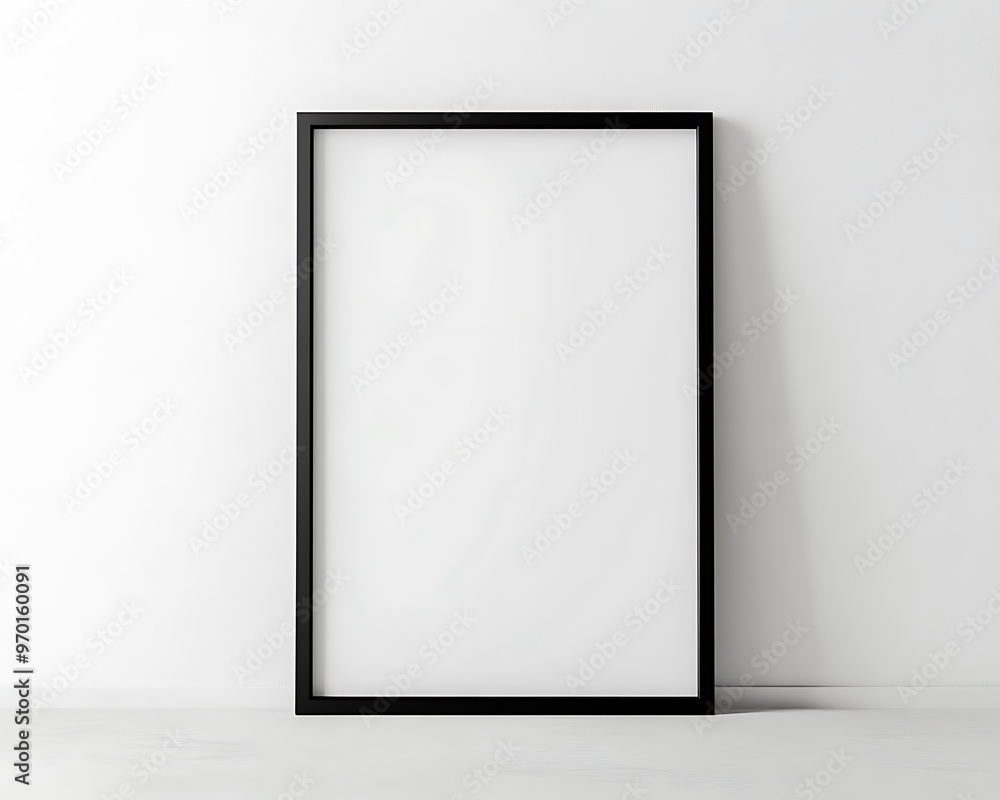 Black picture frame mockup on white background Black picture frame mockup on white background