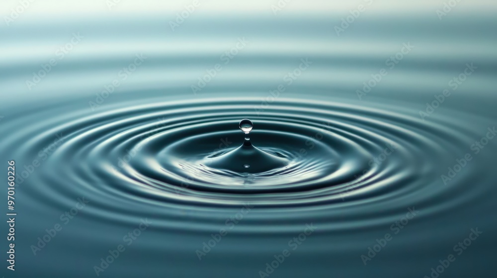 Serene Water Droplet Impact Creating Ripples of Reflections Serene Water Droplet Impact Creating Ripples of Reflections