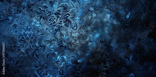 Abstract Fusion of Black and Blue. High Detail Wallpaper Design photo